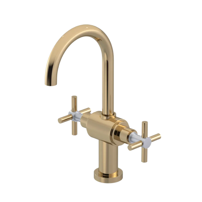 Rubinet Single Hole Dual Handle Lav. Set with LaSalle Spout (less drain) Gold