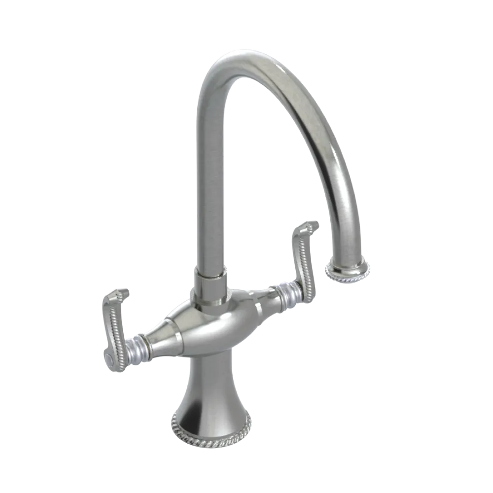 Rubinet Two Handle Single Hole Kitchen Set Satin Nickel