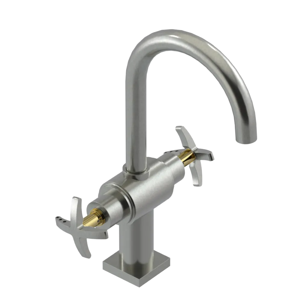 Rubinet Single Hole Dual Handle Lav. Set. (less drain) Satin Nickel