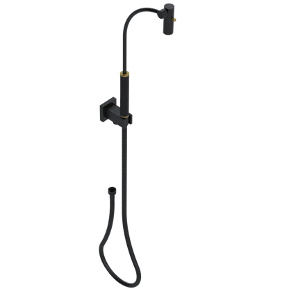 Rubinet Hand Held Shower Bidet with Extended Reach & Dual Function Spray Including Wall Bracket with Supply & Hose (Square) Matt Black