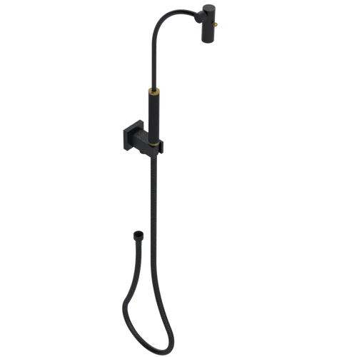 Rubinet Hand Held Shower Bidet with Extended Reach & Dual Function Spray Including Wall Bracket with Supply & Hose (Square) Matt Black