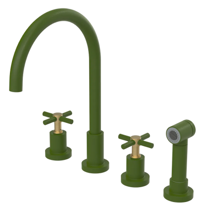 Rubinet Widespread Kitchen Set with LaSalle Spout with Hand Spray Green Envy