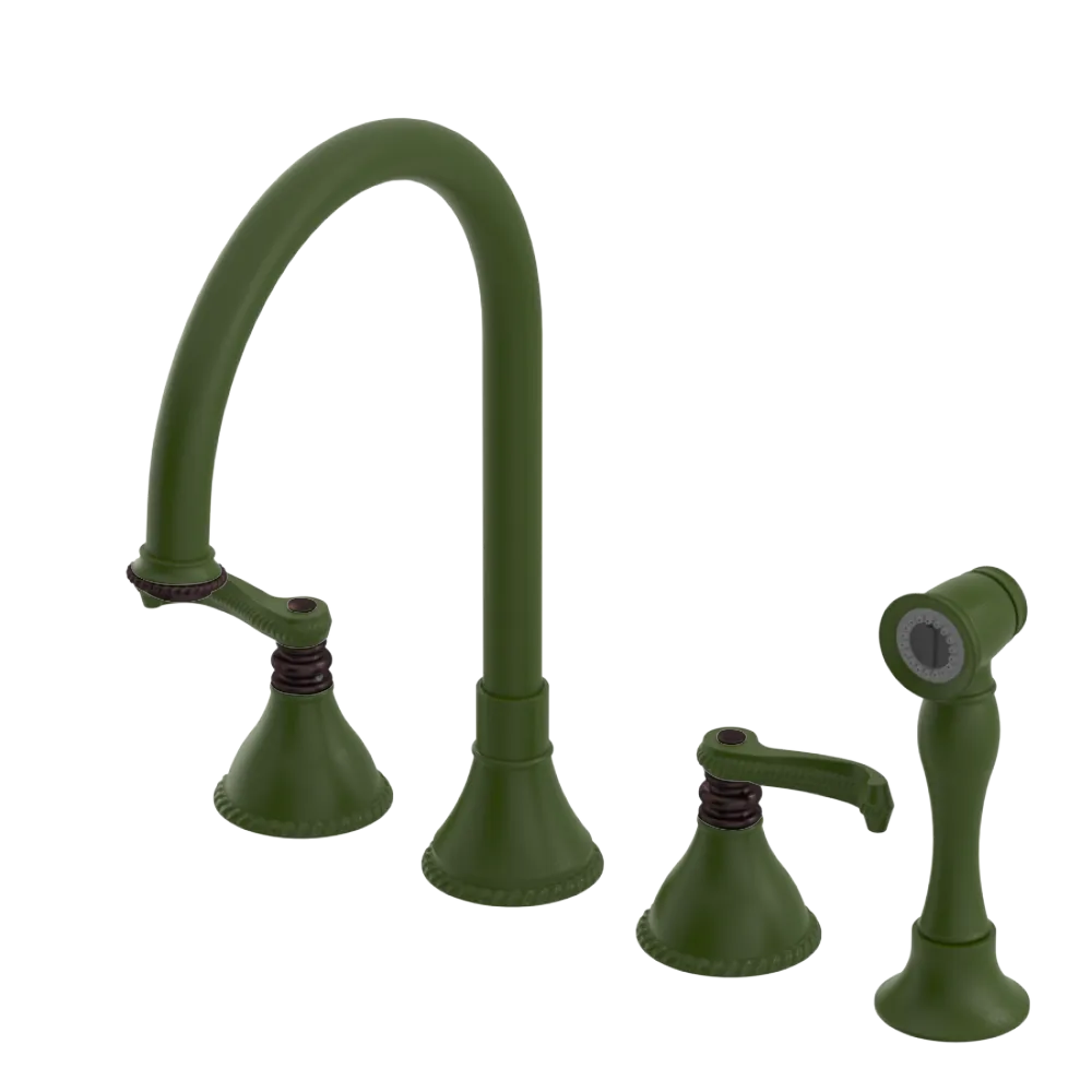 Rubinet Widespread Kitchen Set with Hand Spray Green Envy