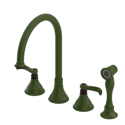 Rubinet Widespread Kitchen Set with Hand Spray Green Envy