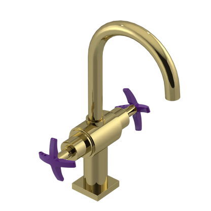 Rubinet Single Hole Dual Handle Lav. Set. (less drain) Bright Brass