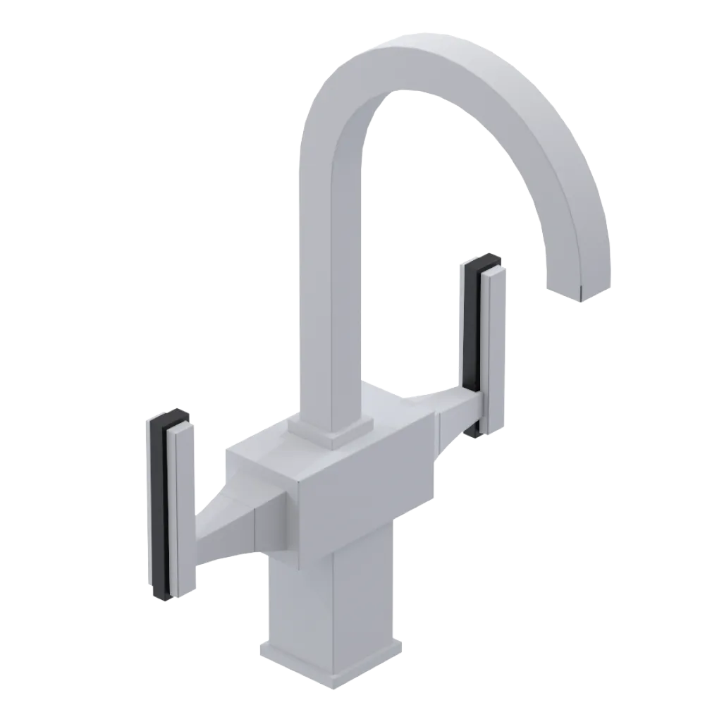 Rubinet Single Hole Dual Handle Lav. Set. (less drain) Matt White