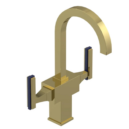 Rubinet Single Hole Dual Handle Lav. Set. (less drain) Bright Brass