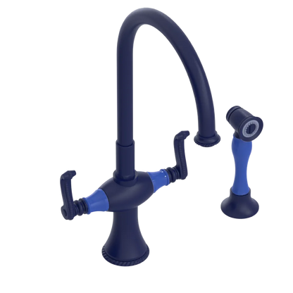 Rubinet Two Handle Single Hole Kitchen Set with Hand Spray Midnight Blue