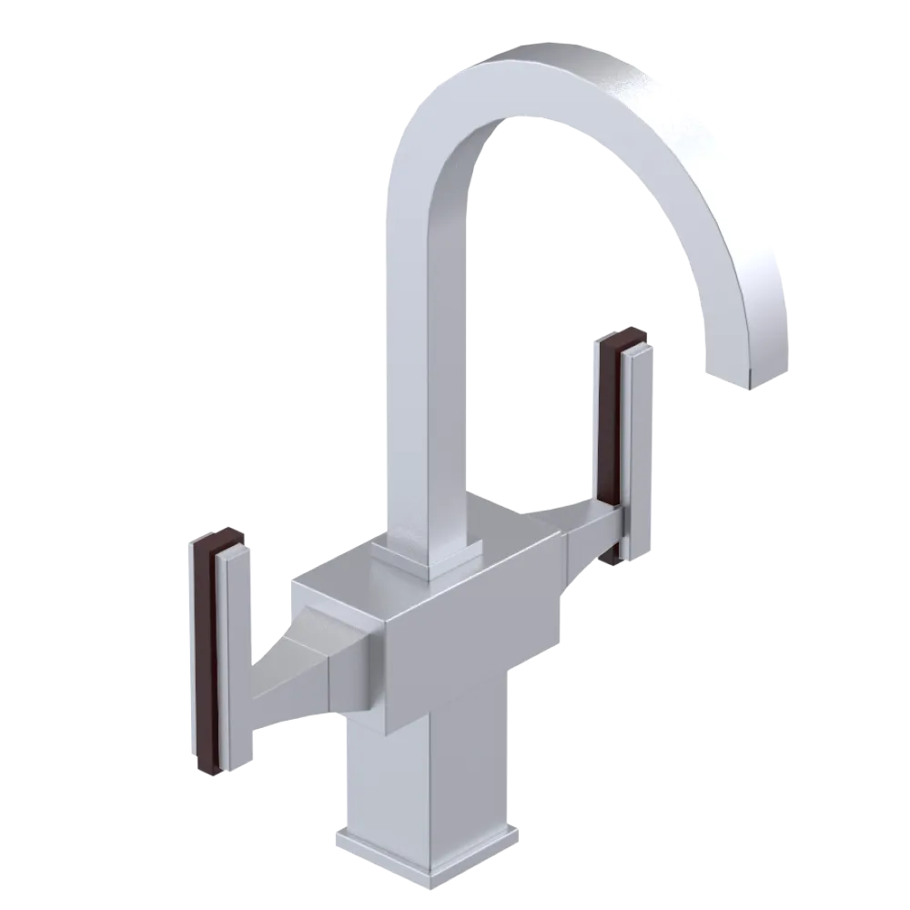 Rubinet Single Hole Dual Handle Lav. Set. (less drain) Satin Chrome