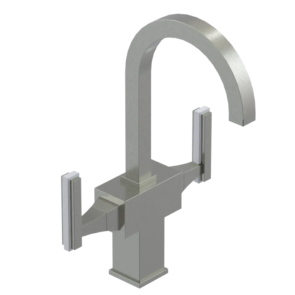 Rubinet Single Hole Dual Handle Lav. Set. (less drain) Satin Nickel