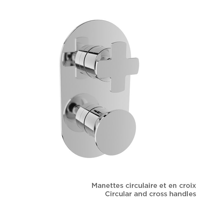 Baril Thermostatic pressure balanced shower valve with 3-way diverter (without handle)