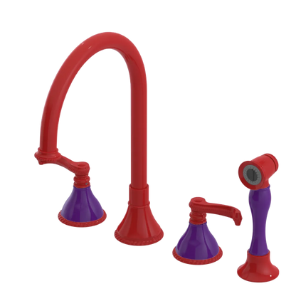 Rubinet Widespread Kitchen Set with Hand Spray Red