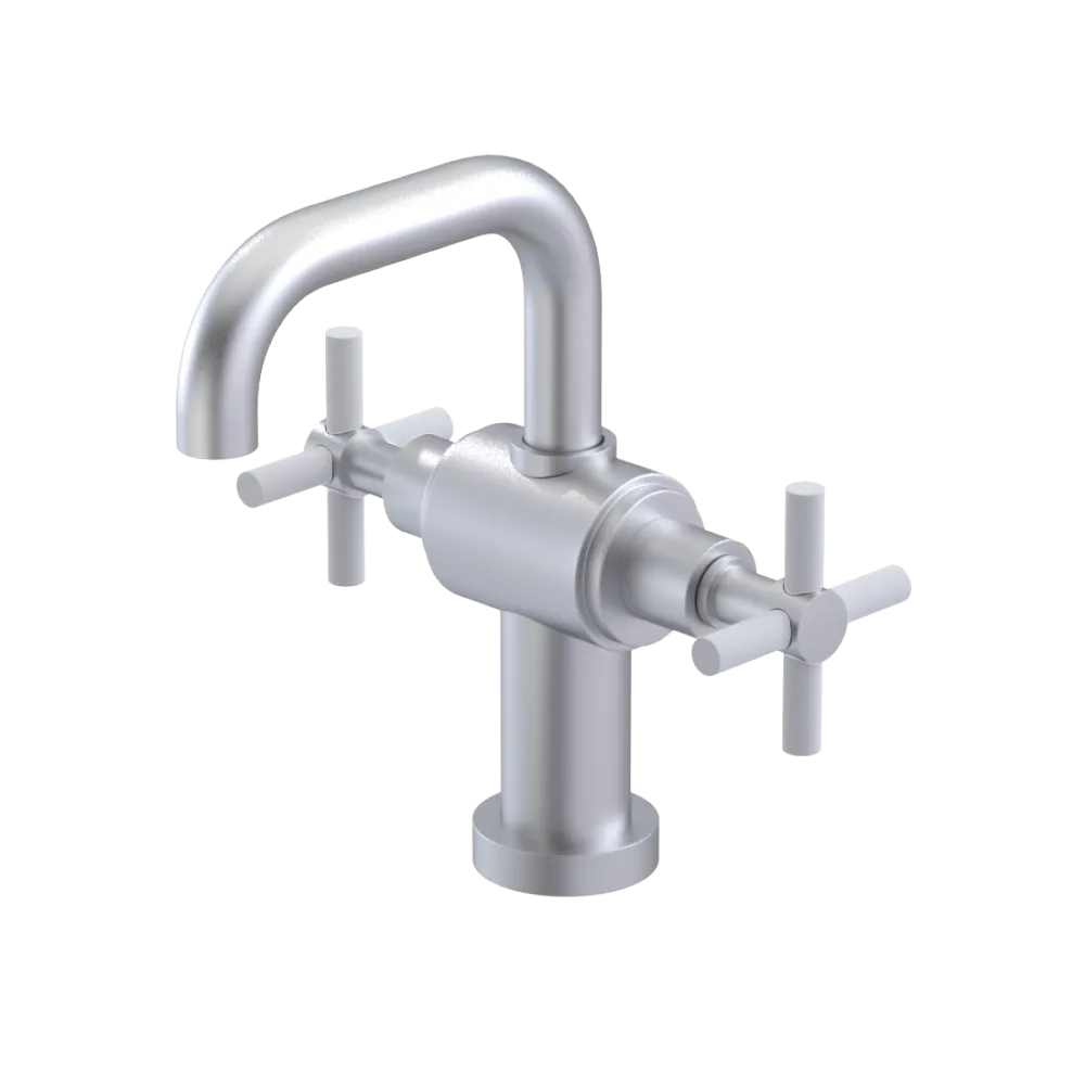 Rubinet Single Hole Dual Handle Lav. Set. (less drain) Satin Chrome