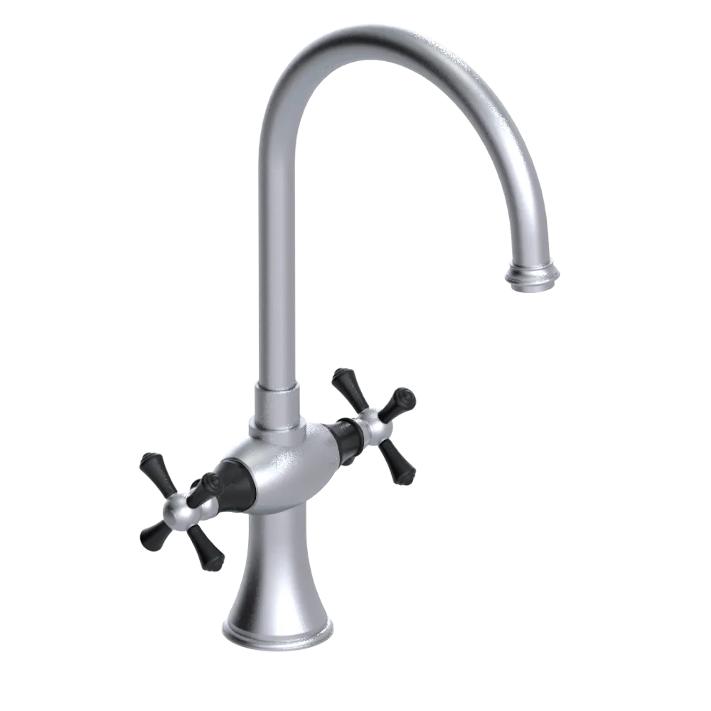 Rubinet Two Handle Single Hole Kitchen Set Satin Chrome