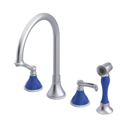 Rubinet Widespread Kitchen Set with Hand Spray Satin Chrome