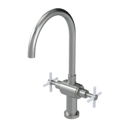 Rubinet Two Handle Single Hole Kitchen Set with LaSalle Spout Satin Nickel