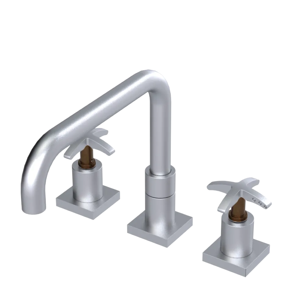 Rubinet Widespread Kitchen Set with Genesis Spout Satin Chrome