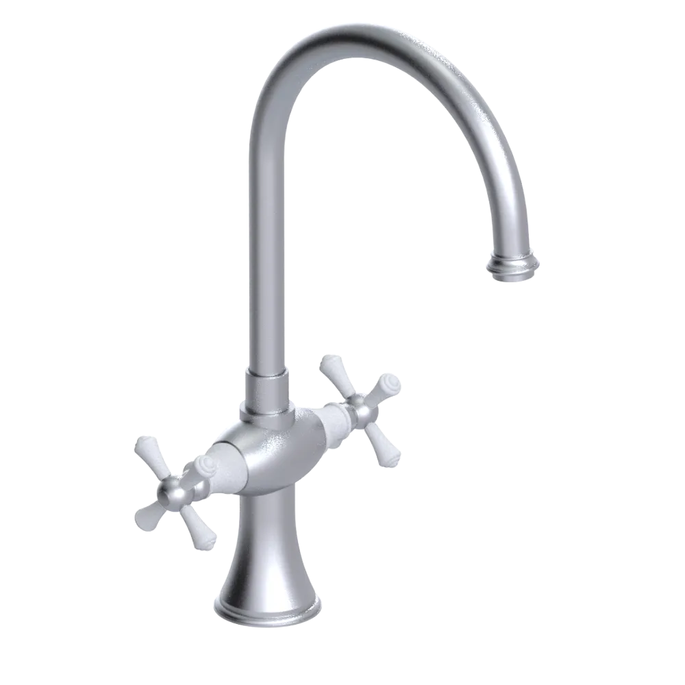 Rubinet Two Handle Single Hole Kitchen Set Satin Chrome