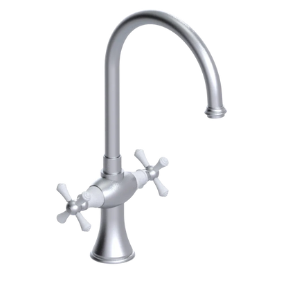 Rubinet Two Handle Single Hole Kitchen Set Satin Chrome