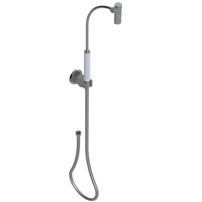 Rubinet Hand Held Shower Bidet with Extended Reach & Dual Function Spray Including Wall Bracket with Supply & Hose (Round) Satin Nickel