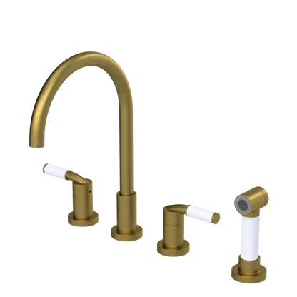 Rubinet Widespread Kitchen Set with Hand Spray Antique Brass Matt
