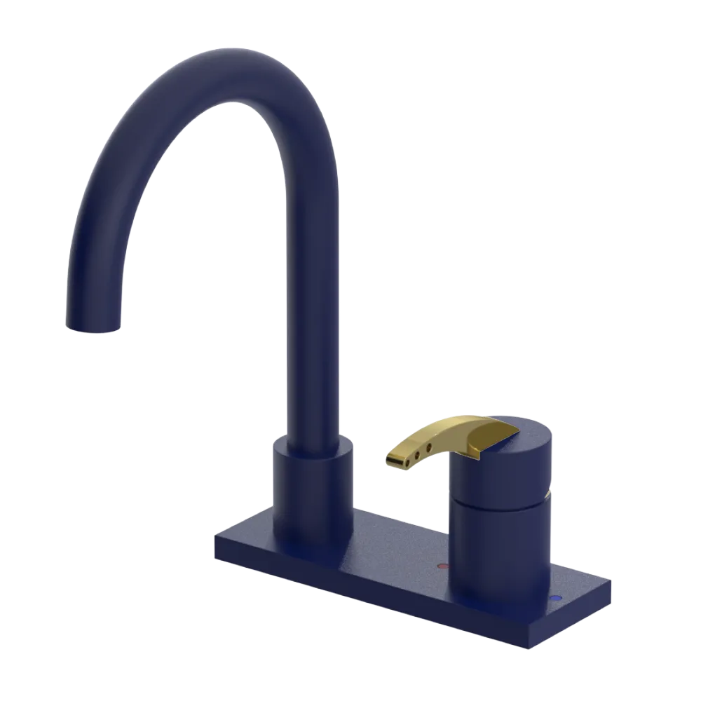 Rubinet 4" Centre Single Control Lav. Set. (less drain) Midnight Blue