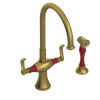 Rubinet Two Handle Single Hole Kitchen Set with Hand Spray Antique Brass Matt