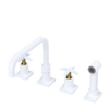 Rubinet Widespread Kitchen Set with Genesis Spout with Hand Spray White