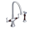 Rubinet Two Handle Single Hole Kitchen Set with Hand Spray Satin Chrome