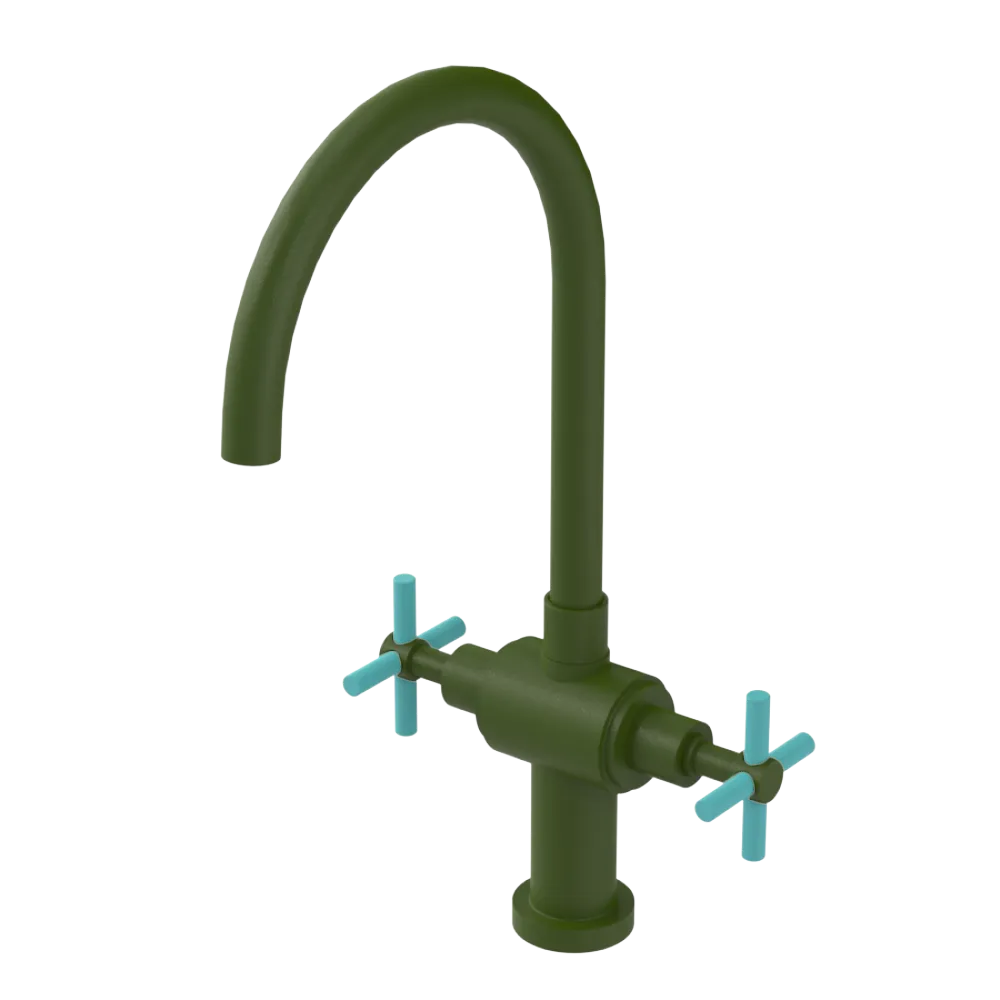 Rubinet Two Handle Single Hole Kitchen Set with LaSalle Spout Green Envy