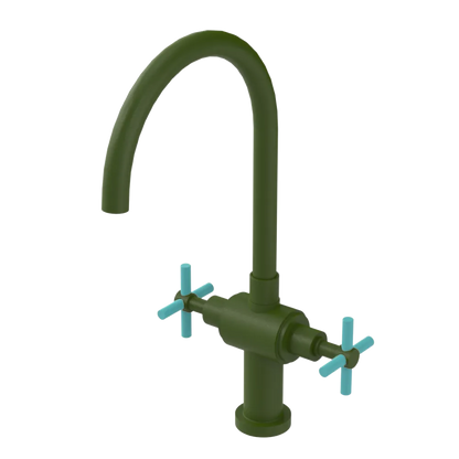 Rubinet Two Handle Single Hole Kitchen Set with LaSalle Spout Green Envy
