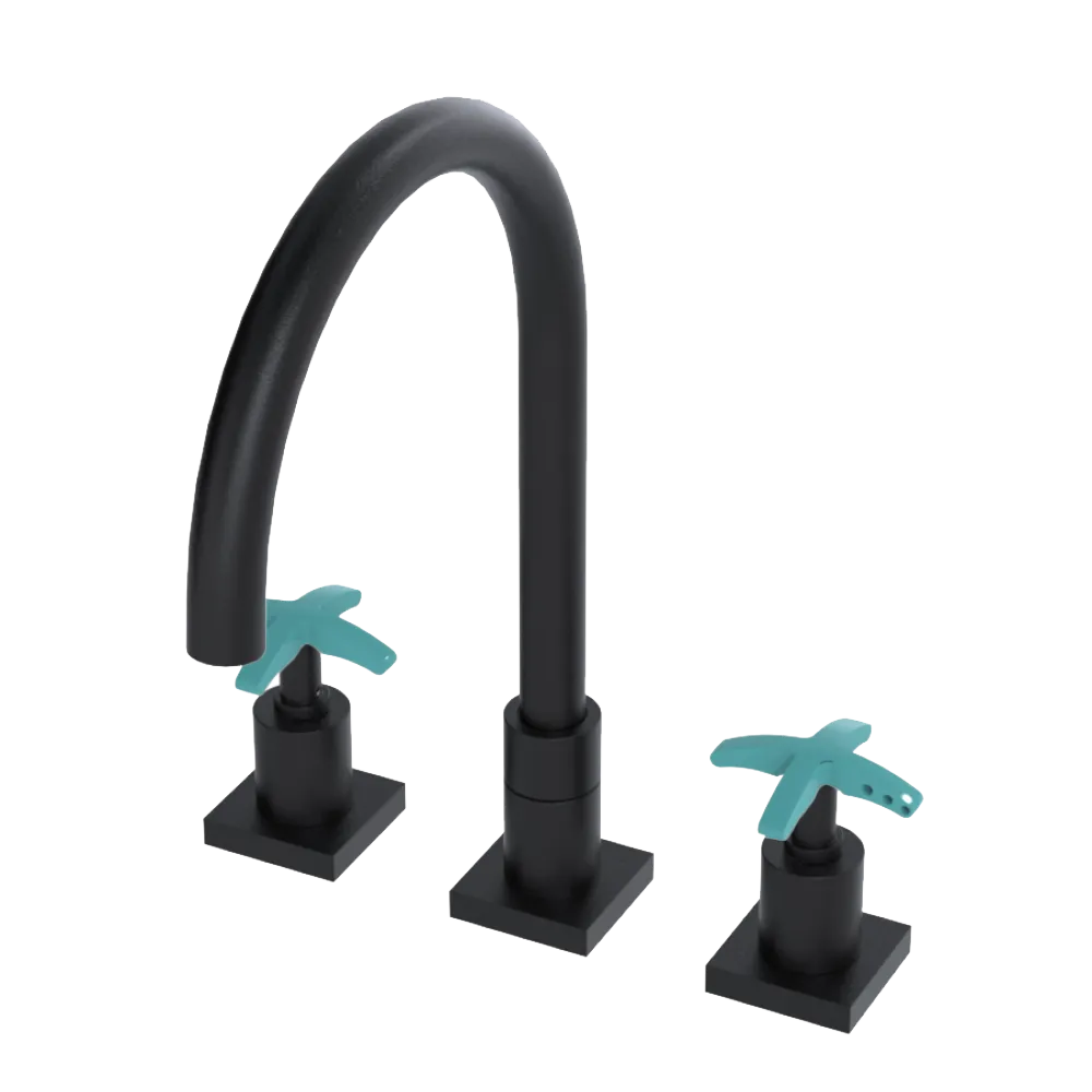 Rubinet Widespread Kitchen Set Matt Black