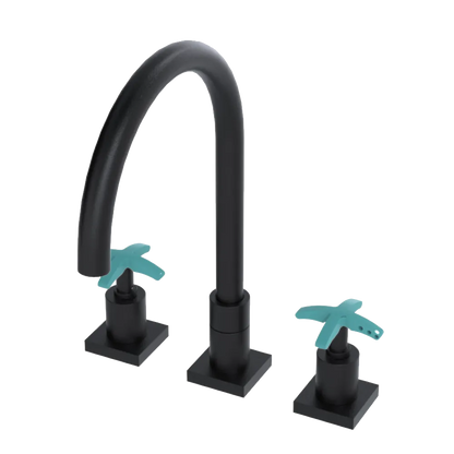 Rubinet Widespread Kitchen Set Matt Black