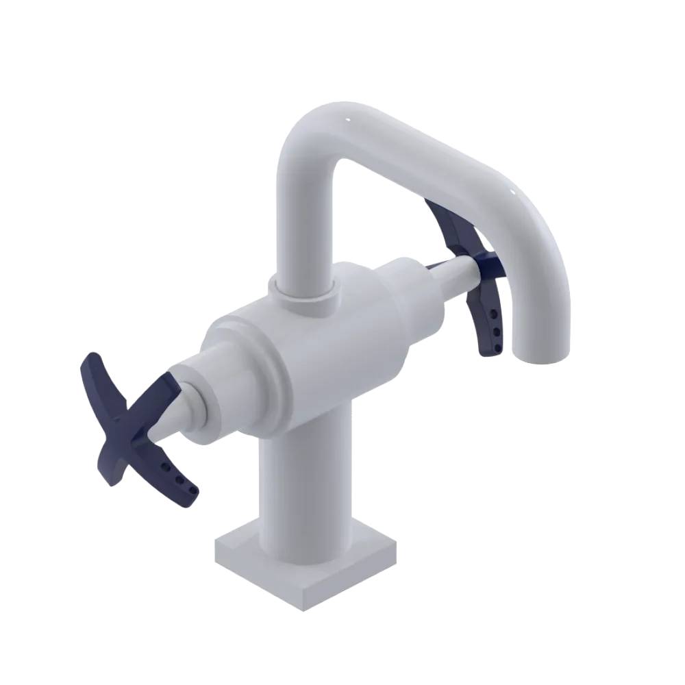 Rubinet Single Hole Dual Handle Lav. Set. with Genesis spout (less drain) White