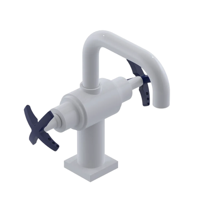 Rubinet Single Hole Dual Handle Lav. Set. with Genesis spout (less drain) White