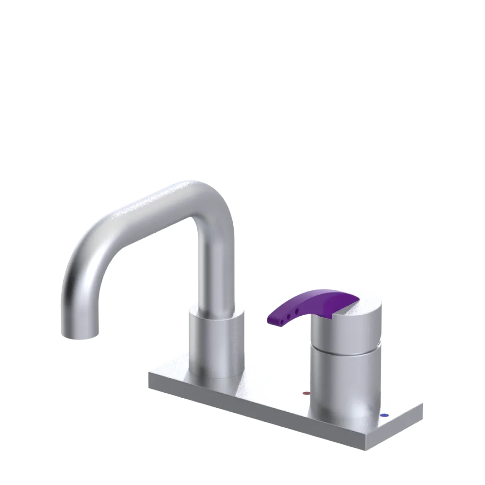 Rubinet 4" Centre Single Control Lav. Set. with Genesis spout (less drain) Satin Chrome
