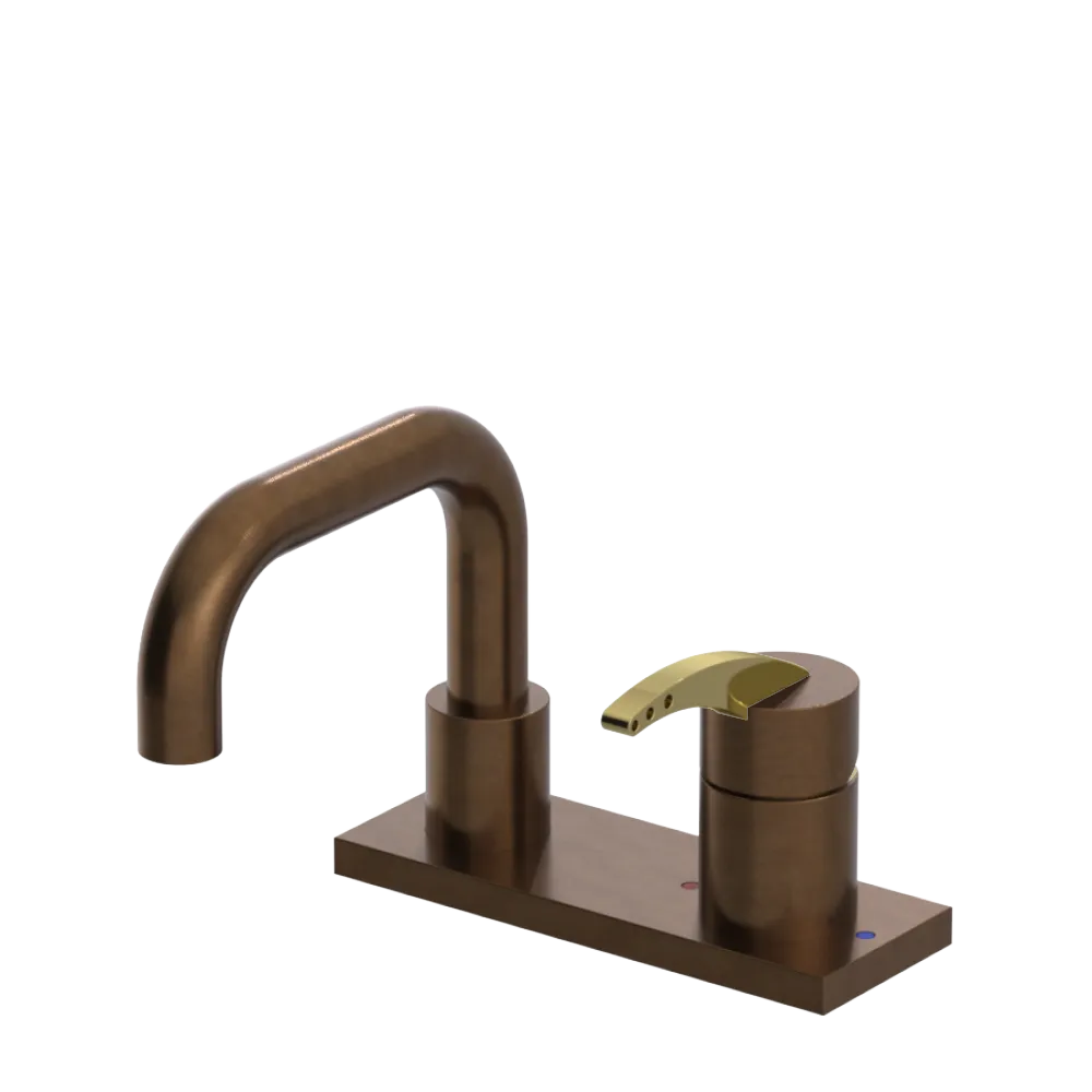 Rubinet 4" Centre Single Control Lav. Set. with Genesis spout (less drain) Tuscan Brass