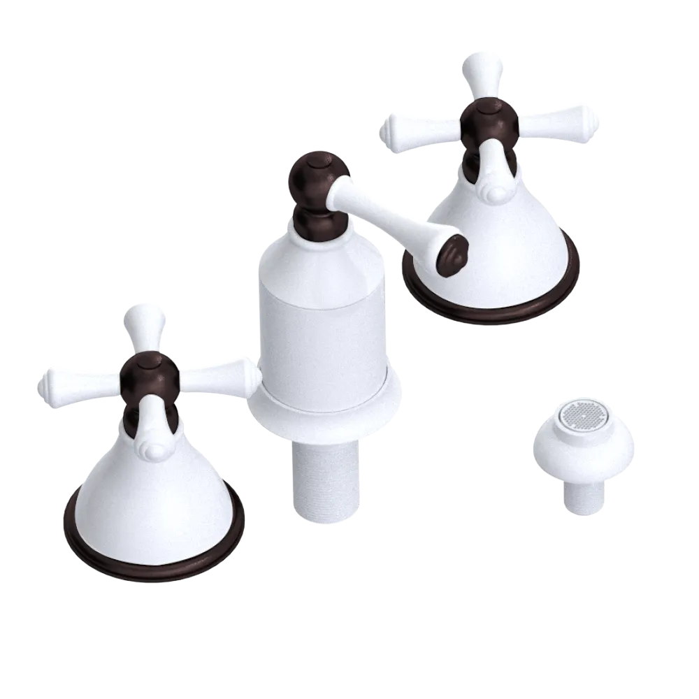 Rubinet Bidet Fitting with Spray, Diverter, and Vacum Breaker (Less Drain) White