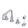Rubinet Widespread Kitchen Set with Genesis Spout with Hand Spray Satin Chrome