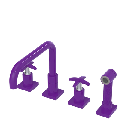 Rubinet Widespread Kitchen Set with Genesis Spout with Hand Spray Purple Haze