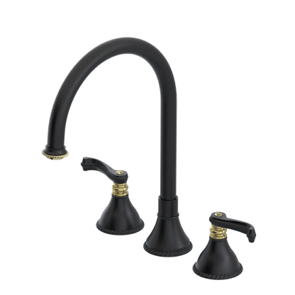 Rubinet Widespread Kitchen Set Matt Black