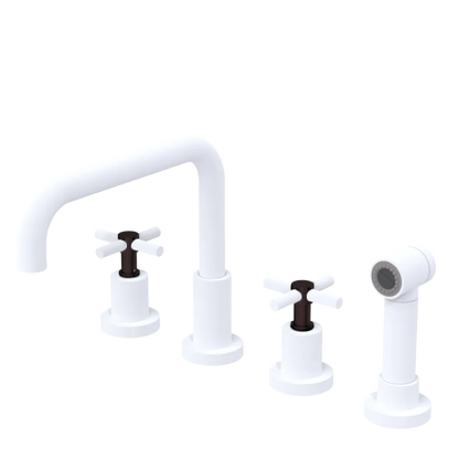 Rubinet Widespread Kitchen Set with Hand Spray Matt White