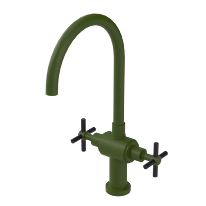 Rubinet Two Handle Single Hole Kitchen Set with LaSalle Spout Green Envy