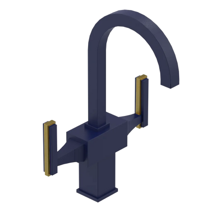 Rubinet Single Hole Dual Handle Lav. Set. (less drain) Midnight Blue
