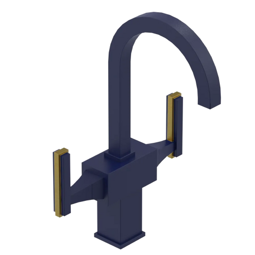 Rubinet Single Hole Dual Handle Lav. Set. (less drain) Midnight Blue
