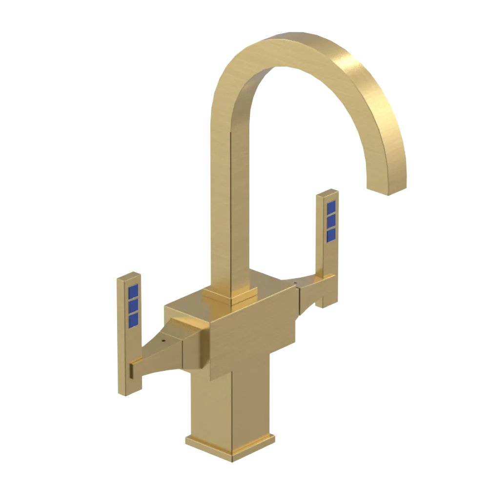 Rubinet Single Hole Dual Handle Lav. Set. (less drain) Satin Brass