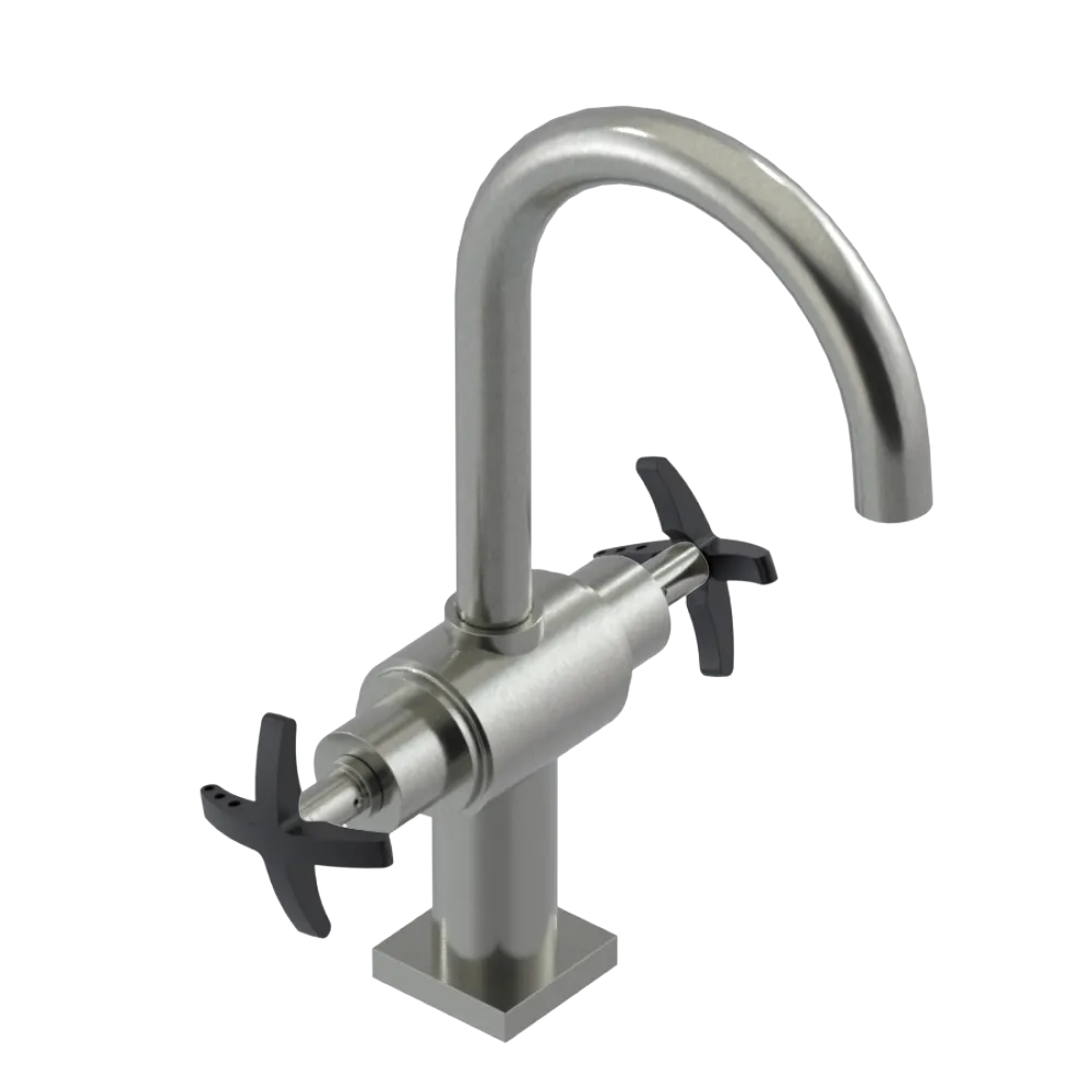 Rubinet Single Hole Dual Handle Lav. Set. (less drain) Satin Nickel