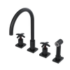 Rubinet Widespread Kitchen Set with Hand Spray Matt Black