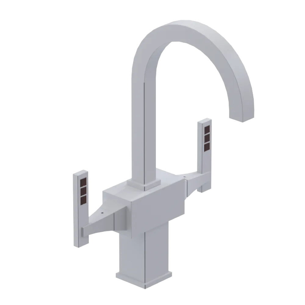 Rubinet Single Hole Dual Handle Lav. Set. (less drain) White
