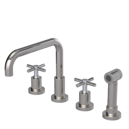 Rubinet Widespread Kitchen Set with Hand Spray Polished Nickel